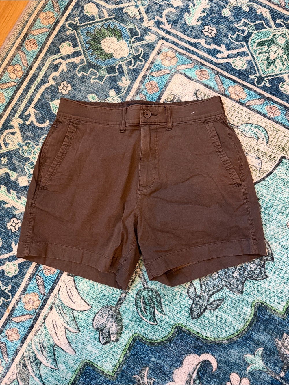 Abercrombie & Fitch Dark Brown Flat-Front Shorts